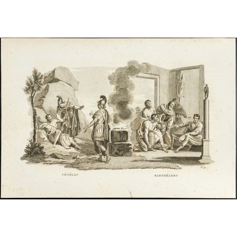 Gravure de 1825 - Fénélon & Abbé Barthélemy - 1