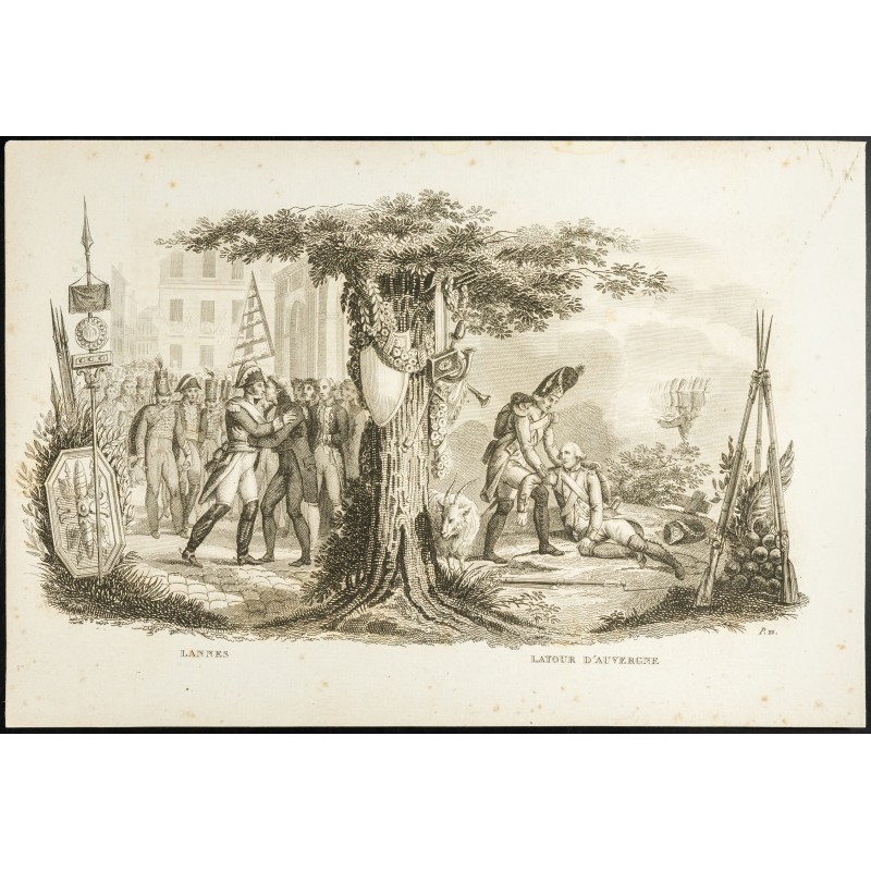 Gravure de 1825 - Jean Lannes & Latour d'Auvergne - 1