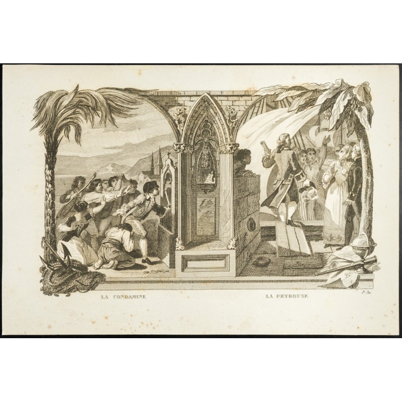 Gravure de 1825 - La Condamine & La Pérouse - 1