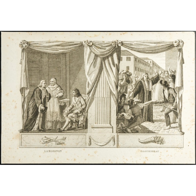 Gravure de 1825 - Lamoignon & Daguessau - 1