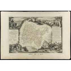 Gravure de 1852 - Carte géographique de l'Ain - 1