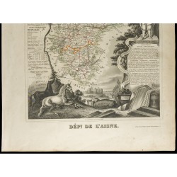 Gravure de 1852 - Carte géographique de l'Aisne - 3