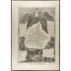 Gravure de 1852 - Carte géographique des Ardennes - 1