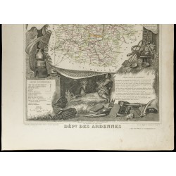 Gravure de 1852 - Carte géographique des Ardennes - 3