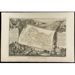 Gravure de 1852 - Carte géographique des Bouches-du-Rhône - 1