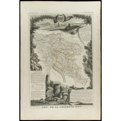 Gravure de 1852 - Carte géographique de la Charente-inférieure - 1