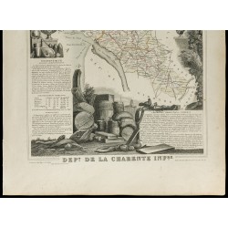 Gravure de 1852 - Carte géographique de la Charente-inférieure - 3