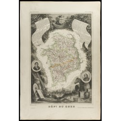 Gravure de 1852 - Carte géographique du Cher - 1