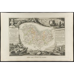 Gravure de 1852 - Carte géographique des Côtes-du-Nord - 1