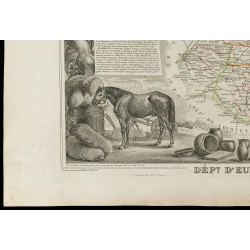 Gravure de 1852 - Carte géographique d'Eure et Loir - 4