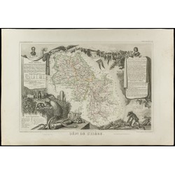 Gravure de 1852 - Carte géographique de l'Isère - 1