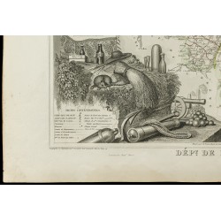 Gravure de 1852 - Carte géographique de l'Isère - 4