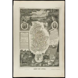 Gravure de 1852 - Carte géographique du Jura - 1