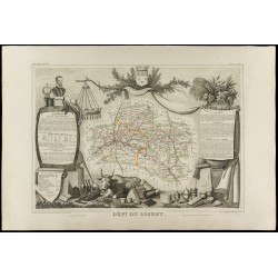 Gravure de 1852 - Carte géographique du Loiret - 1