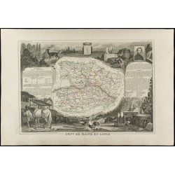 Gravure de 1852 - Carte géographique de Maine et Loire - 1