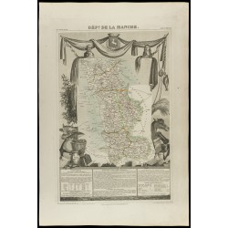 Gravure de 1852 - Carte géographique de la Manche - 1