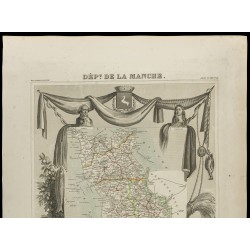 Gravure de 1852 - Carte géographique de la Manche - 2