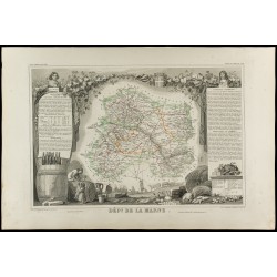 Gravure de 1852 - Carte géographique de la Marne - 1