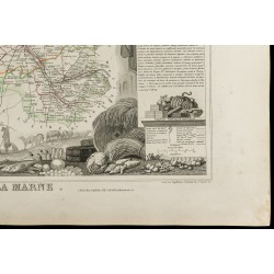 Gravure de 1852 - Carte géographique de la Marne - 5
