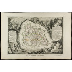 Gravure de 1852 - Carte géographique du Puy De Dôme - 1