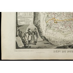 Gravure de 1852 - Carte géographique du Puy De Dôme - 4