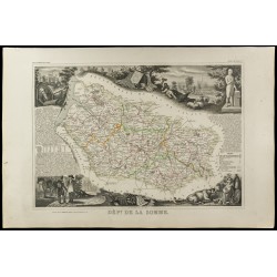 Gravure de 1852 - Carte géographique de la Somme - 1