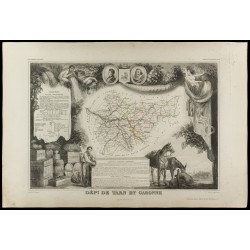 Gravure de 1852 - Carte géographique de Tarn-et-Garonne - 1