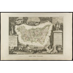Gravure de 1852 - Carte géographique des Vosges - 1