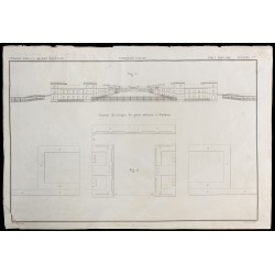 Gravure de 1850 - Plan de la Caserne du génie militaire à Chatham - 1