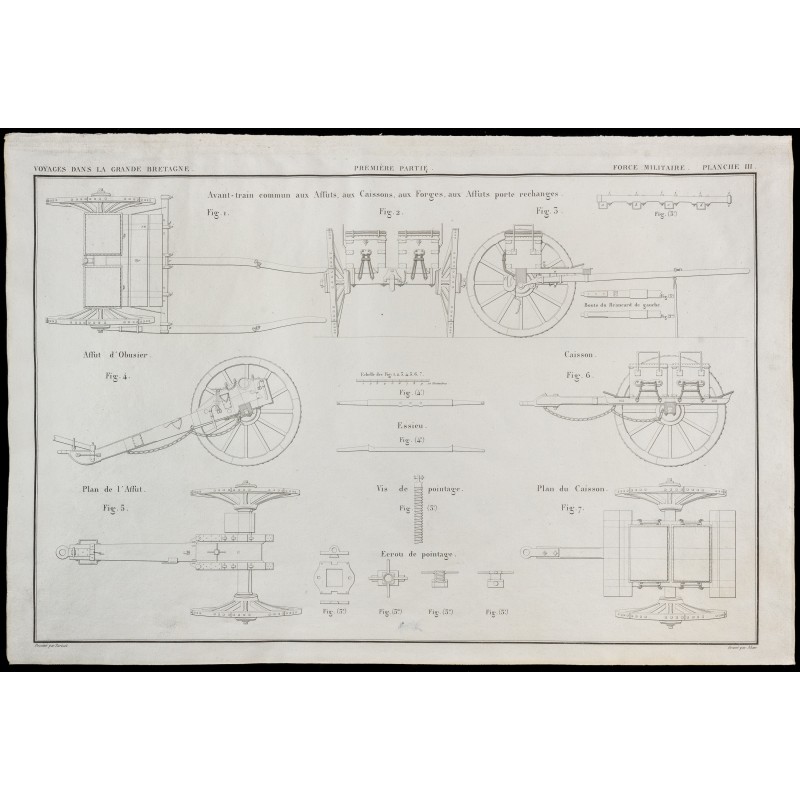 Gravure de 1850 - Canons & artillerie - 1