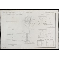 Gravure de 1850 - Plan de canon militaire - 1