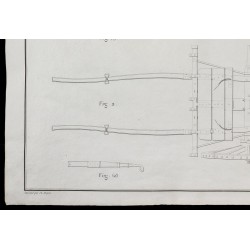 Gravure de 1850 - Plan de canon militaire - 4
