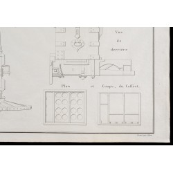 Gravure de 1850 - Plan de canon militaire - 5