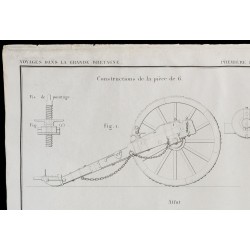 Gravure de 1850 - Plan de canon militaire de 6 - 2