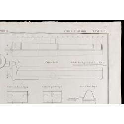 Gravure de 1850 - Plan de canon militaire de 6 - 3