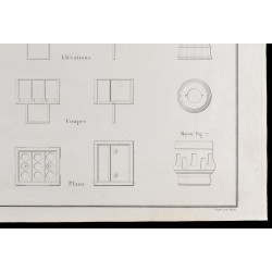 Gravure de 1850 - Plan de canon militaire de 6 - 5
