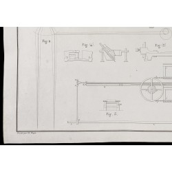 Gravure de 1850 - Plan d'une presse hydraulique d’aplanissement - 4