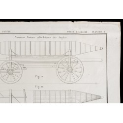 Gravure de 1850 - Plan de pontons hydrauliques militaires - 3