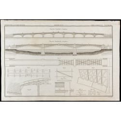 Gravure de 1850 - Pont de Vauxhall & Pont de Southwa - 1