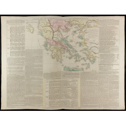 Gravure de 1830 - Grande carte géographique de l'ancienne Grèce antique - 1