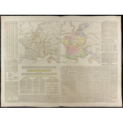 Gravure de 1830 - Grande carte géographique de la France - 1