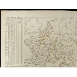 Gravure de 1830 - Grande carte géographique de la France - 2