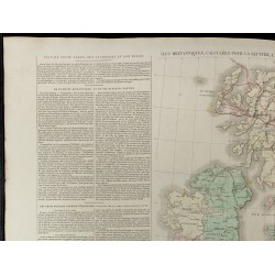 Gravure de 1830 - Grande carte géographique des Îles britanniques - 2