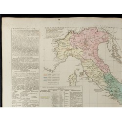 Gravure de 1830 - Grande carte géographique de l'Italie au XIXème siècle - 2