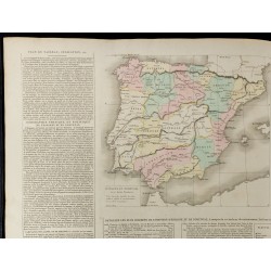 Gravure de 1830 - Grande carte géographique de l'Espagne et Portugal - 2