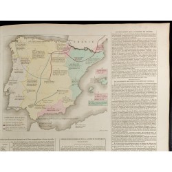 Gravure de 1830 - Grande carte géographique de l'Espagne et Portugal - 3