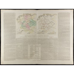 Gravure de 1830 - Grande carte historique de l'Allemagne - 1