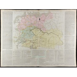 Gravure de 1830 - Grande carte géographique de l'Allemagne - 1