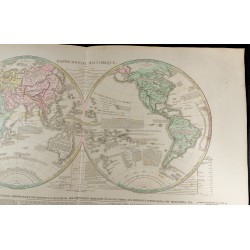 Gravure de 1830 - Grande mappemonde ancienne - 3