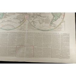 Gravure de 1830 - Grande mappemonde ancienne - 4